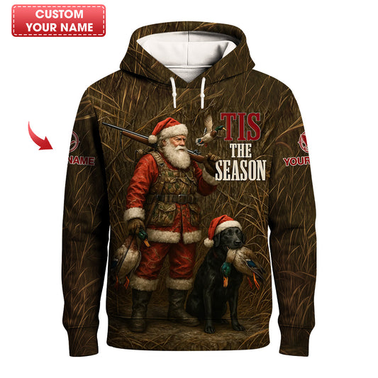 Custom Santa Hunter Shirt, Christmas Duck Hunting