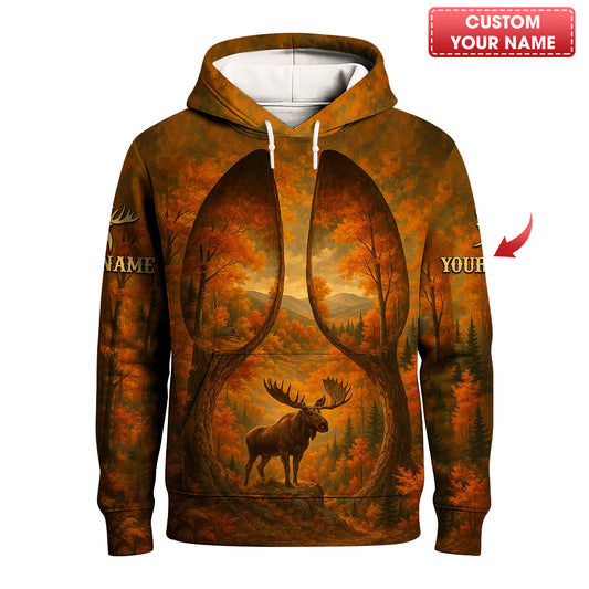 Custom Name Moose Shirt, Autumn Forest Lungs Art