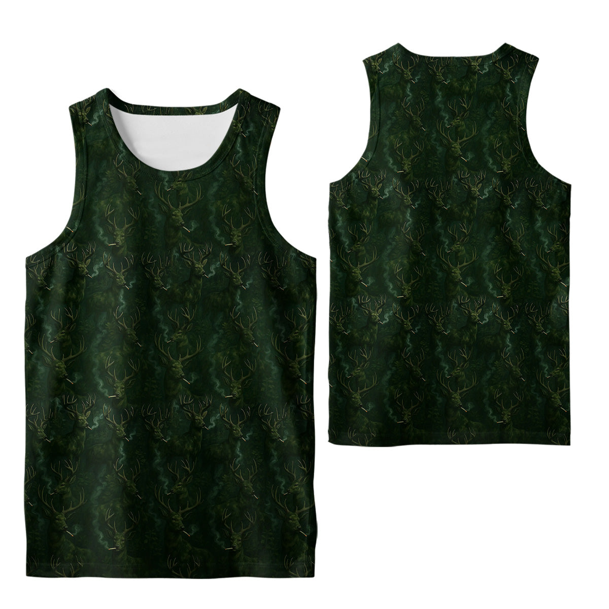 Deer Hunter Camo Tee - Cool Buck Pattern in Forest Green