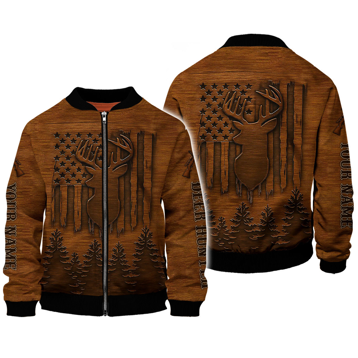 Personalized Deer Hunting T-Shirt - American Flag Design