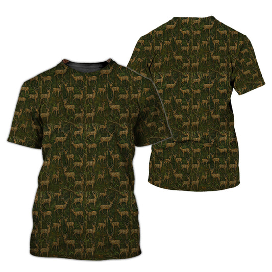 Forest Deer Camo Shirt, Hunting Buck Art