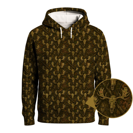 Moose Skull Shirt, Earth Tone Camo Art