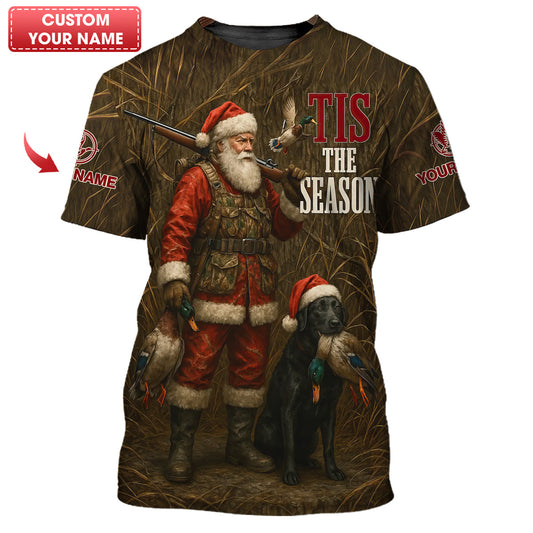 Custom Santa Hunter Shirt, Christmas Duck Hunting