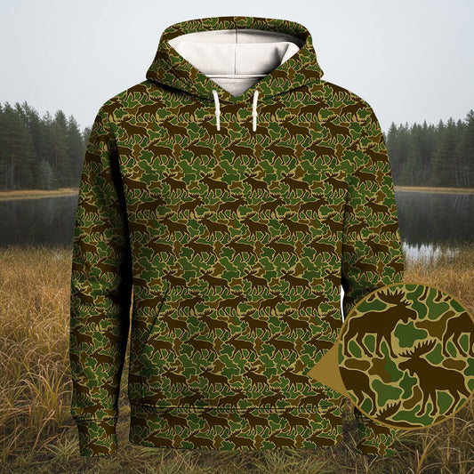 Moose Pattern Camo Hoodie for Hunters – AOP Pullover
