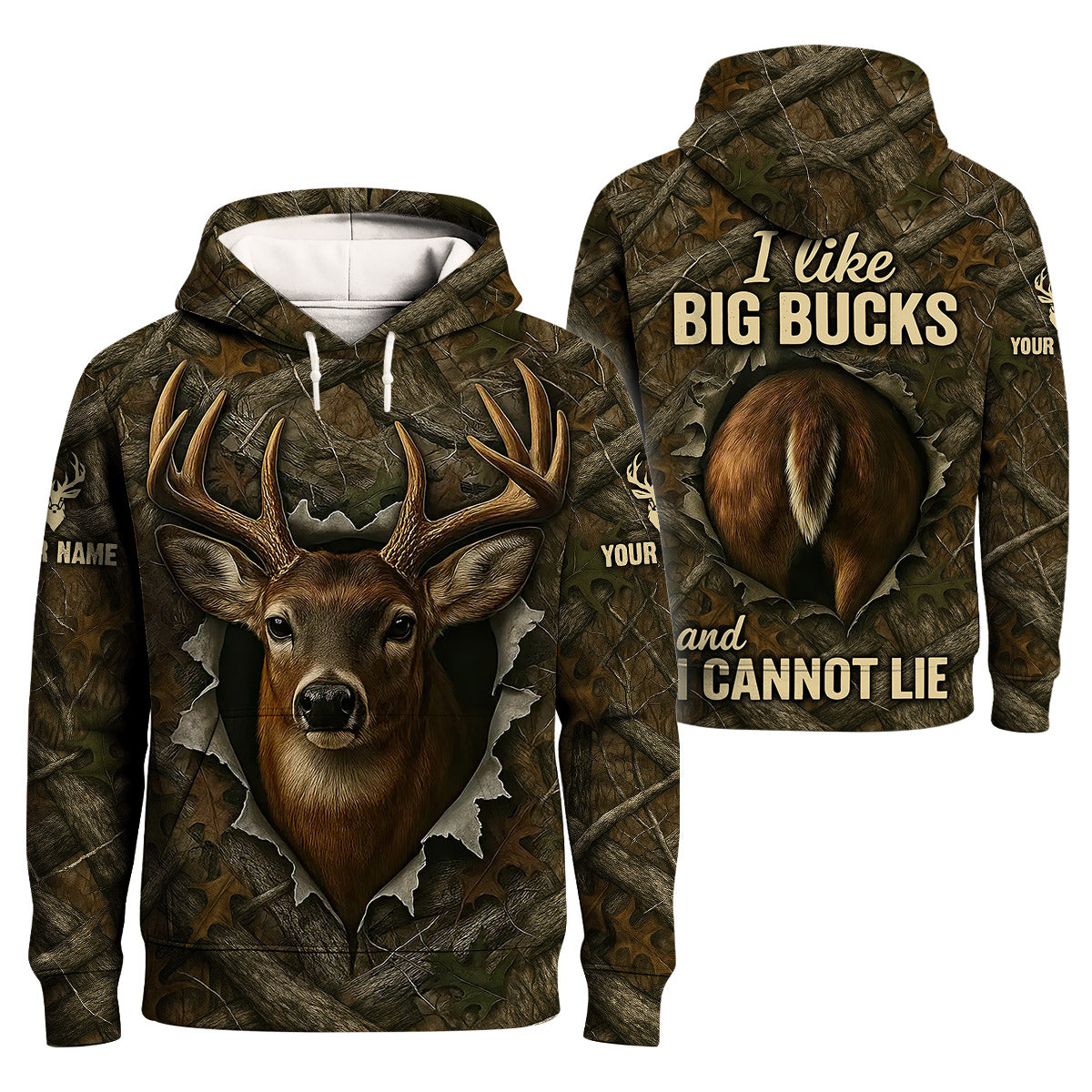 Funny Deer Hunting Hoodie - I Like Big Bucks Design