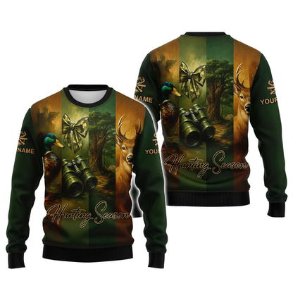 Personalized Hunting Hoodie - Deer & Duck Season Design