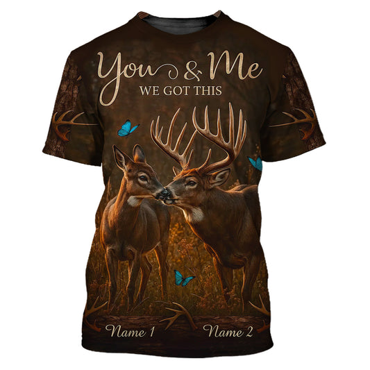 Custom Deer Couple Shirt, Anniversary Hunting Gift for Two