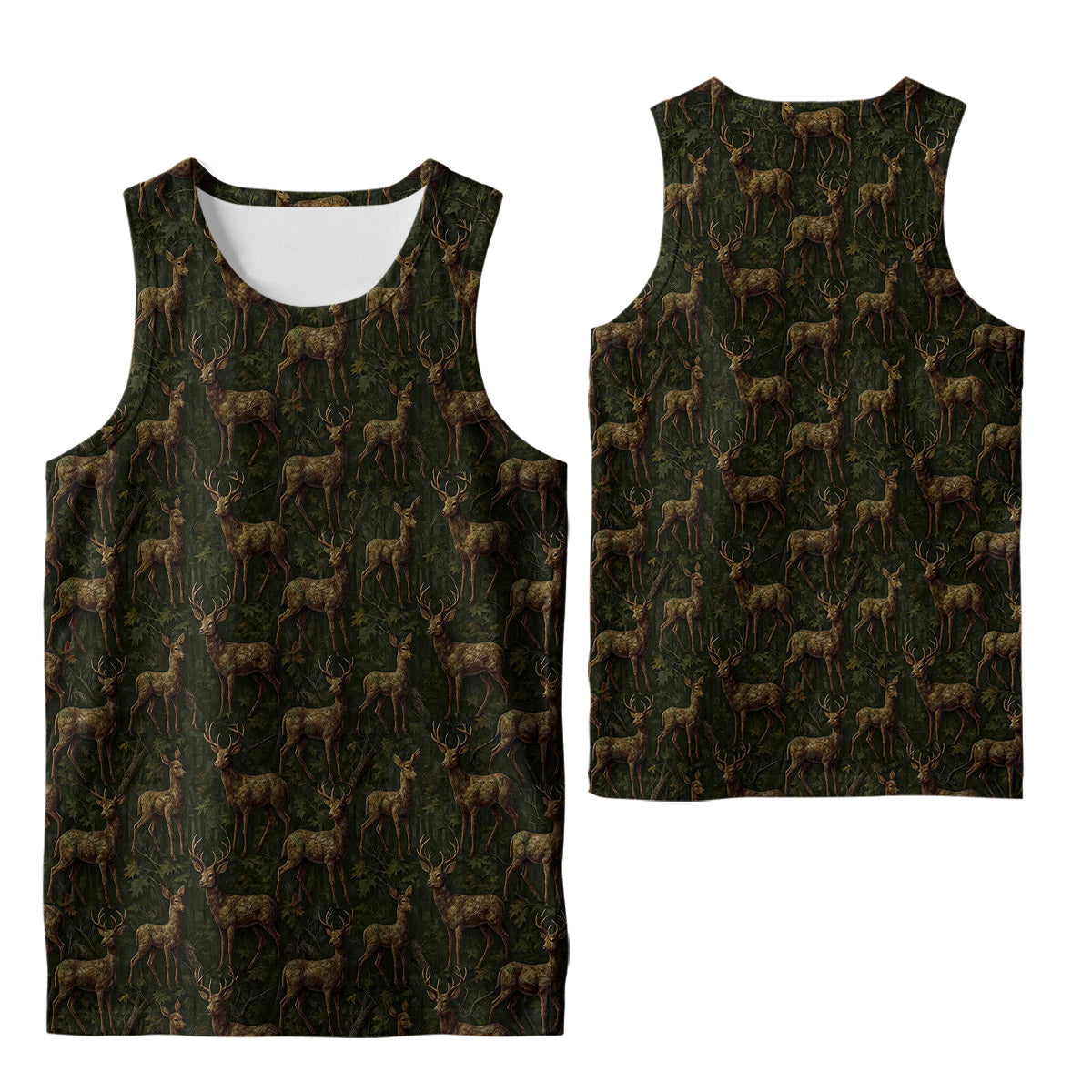 Deer Hunting Camo T-Shirt - Whitetail Buck Woodland Print