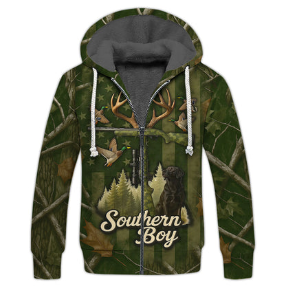 "Southern Boy" Hunting Shirt, Black Lab Deer Duck Camo