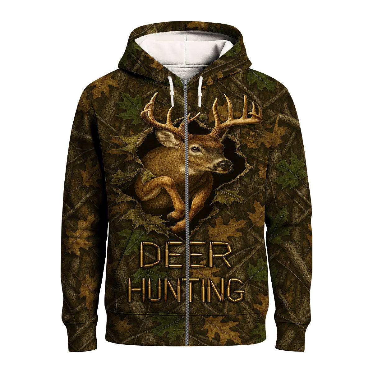 Deer Hunting Hoodie - 3D Buck Camo Forest Design