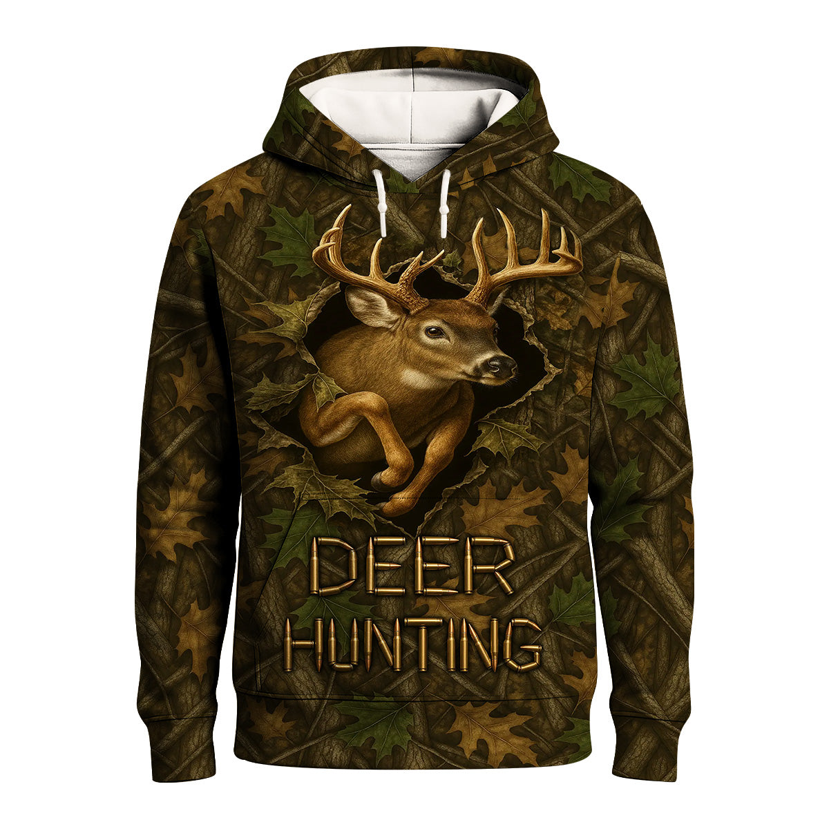 Deer Hunting Hoodie - 3D Buck Camo Forest Design