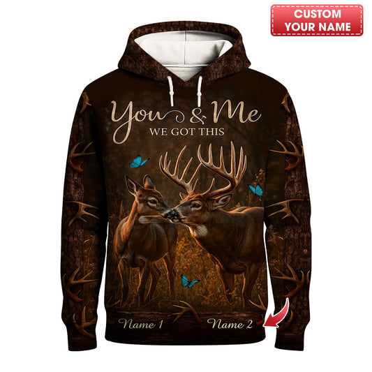 Custom Deer Couple Shirt, Anniversary Hunting Gift for Two