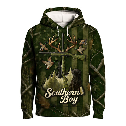 "Southern Boy" Hunting Shirt, Black Lab Deer Duck Camo