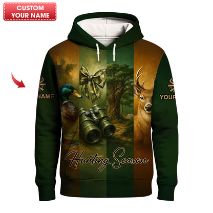 Personalized Hunting Hoodie - Deer & Duck Season Design