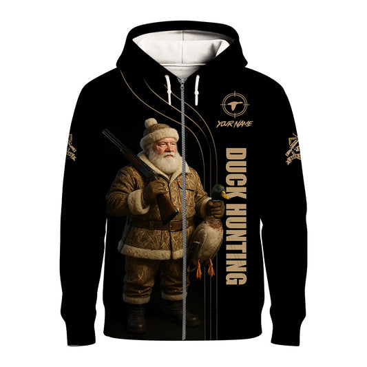 Personalized Duck Hunting Hoodie - Funny Santa Hunter Gift