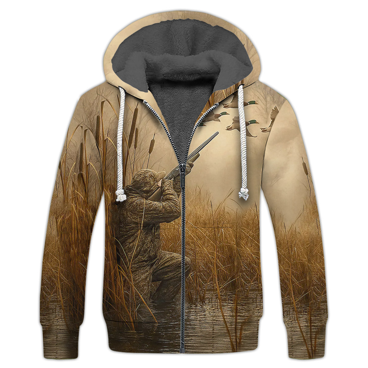 Duck Hunting T-Shirt - Waterfowl Hunter in Marsh Design