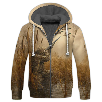 Duck Hunting T-Shirt - Waterfowl Hunter in Marsh Design