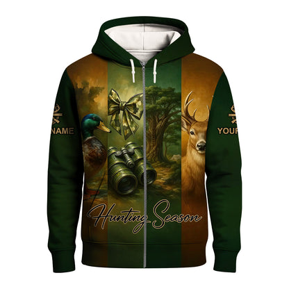 Personalized Hunting Hoodie - Deer & Duck Season Design