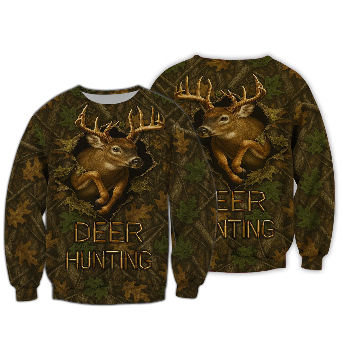 Deer Hunting Hoodie - 3D Buck Camo Forest Design