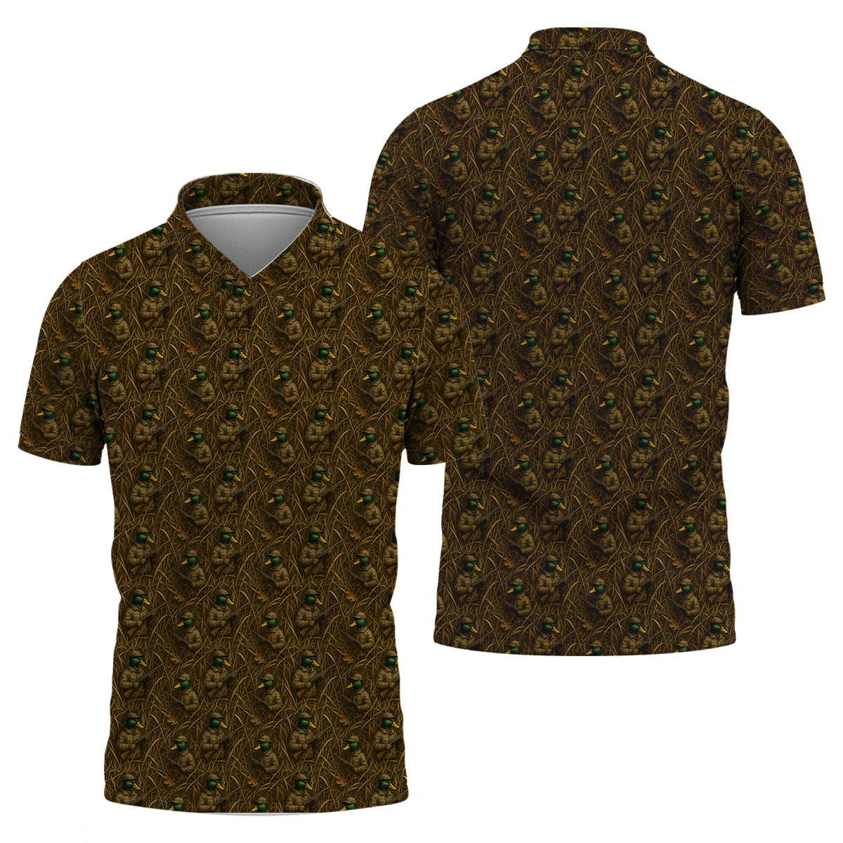 Duck Hunter Camo Tee - Cartoon Mallard with Rifle Pattern