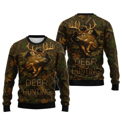 Deer Hunting Hoodie - 3D Buck Camo Forest Design