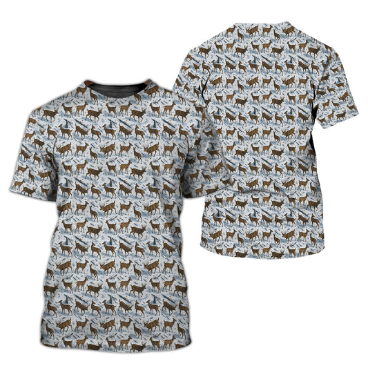 Deer Hunting Camo Shirt, All-Over Print Winter Pullover