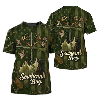 "Southern Boy" Hunting Shirt, Black Lab Deer Duck Camo