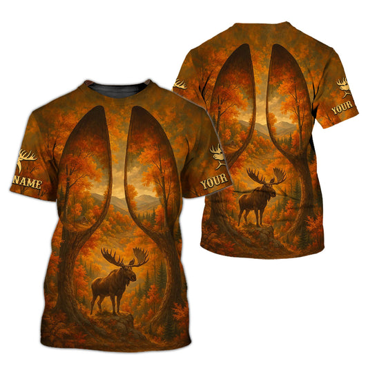 Custom Name Moose Shirt, Autumn Forest Lungs Art