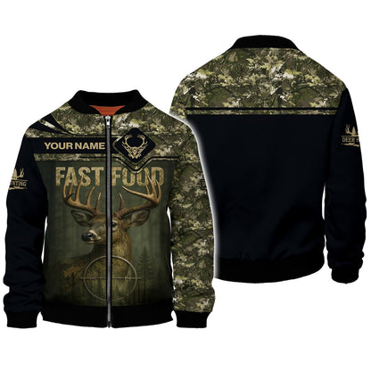 Custom Funny Deer Hunting T-Shirt - Fast Food Camo Design
