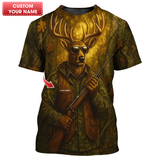 Personalized Deer Hunting T-Shirt - Cool Buck Hunter Design