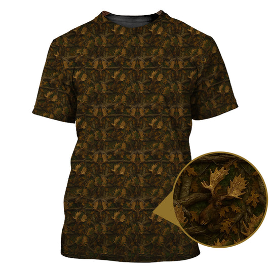 Moose Hunting Camo T-Shirt - Woodland Forest Pattern
