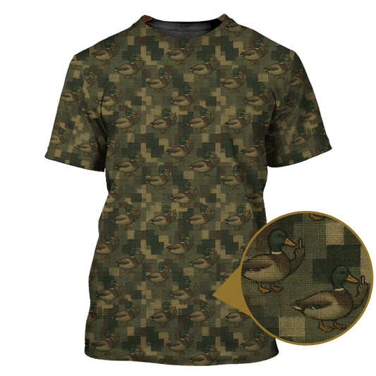 Duck Hunting Camo T-Shirt - Funny Mallard Pattern Tee