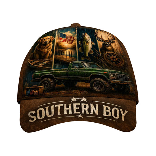 "Southern Boy" Truck, Fishing, Deer Patriotic Cap