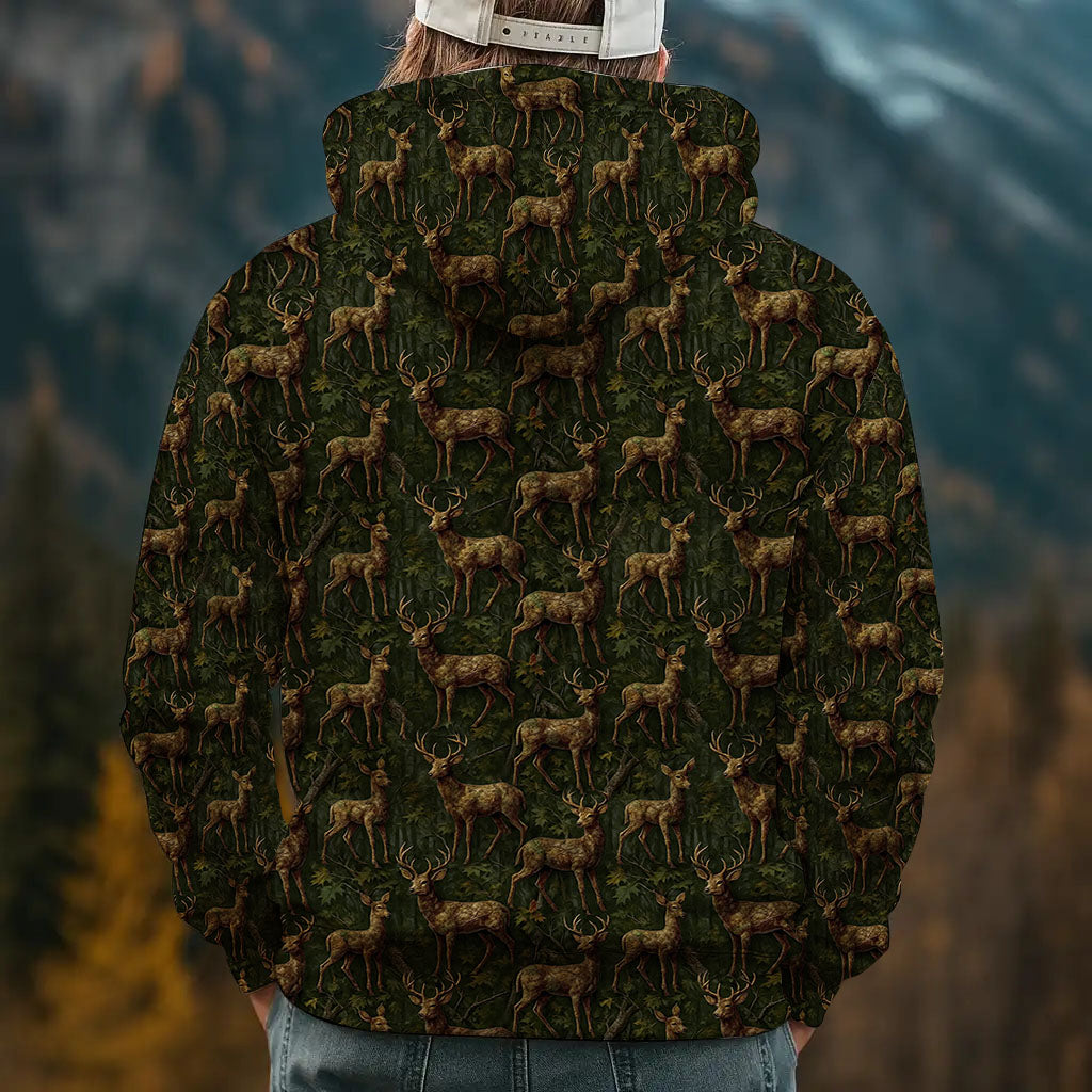 Deer Hunting Camo T-Shirt - Whitetail Buck Woodland Print