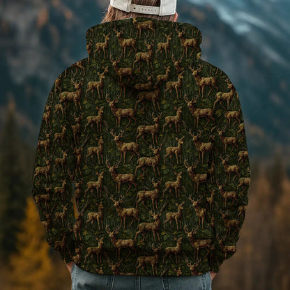 Deer Hunting Camo T-Shirt - Whitetail Buck Woodland Print