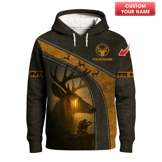 Personalized Deer Hunting Hoodie - Sunset Hunter Design