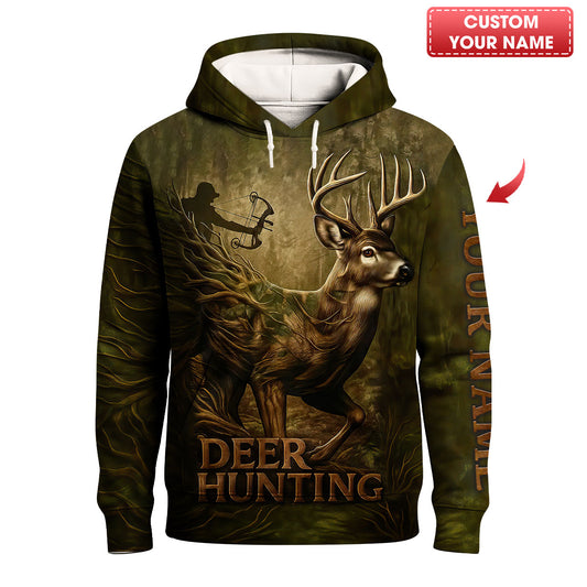 Personalized Bow Hunting T-Shirt - Artistic Deer Hunter Design