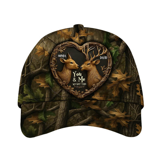 Custom Deer Couple Camo Cap, Romantic Hunting Valentine Gift