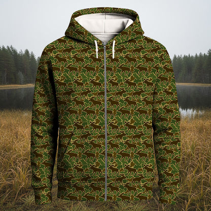 Moose Pattern Camo Hoodie for Hunters – AOP Pullover